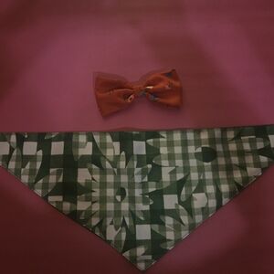 NWOT Kate Spade Dark Green Dog Bandana And Red Bow Tie